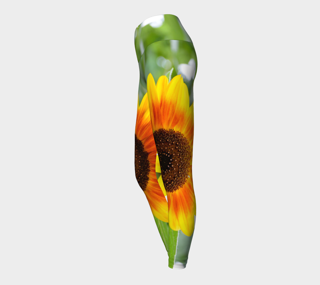 Summertime Sunflower Yoga Leggings preview #3