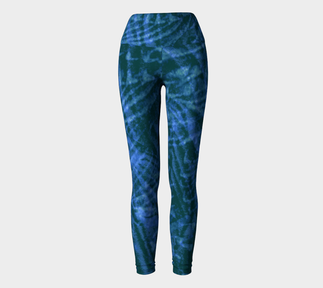 Abstract flight of the blue bird yoga leggings preview #2