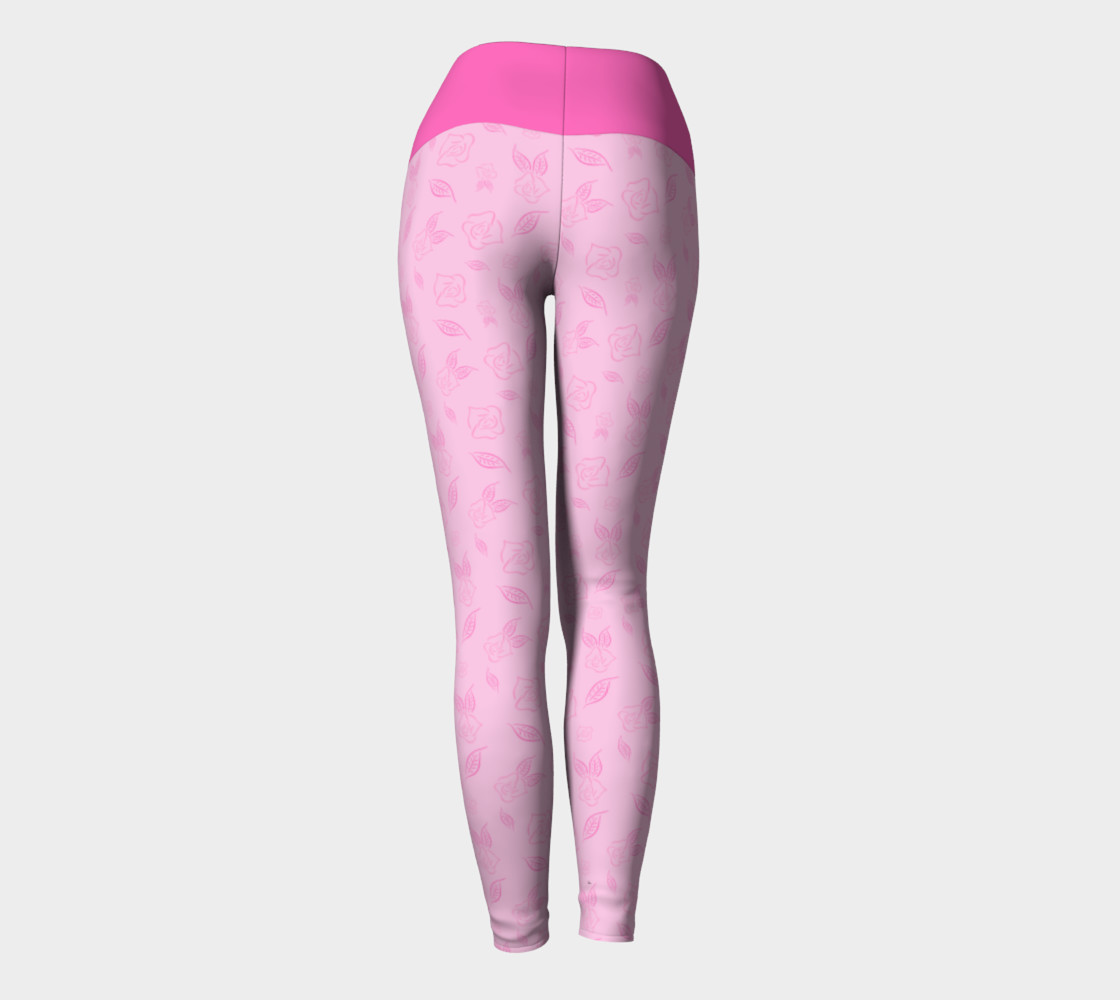 Cartoon Rose Yoga Leggings with Pink Band preview #4