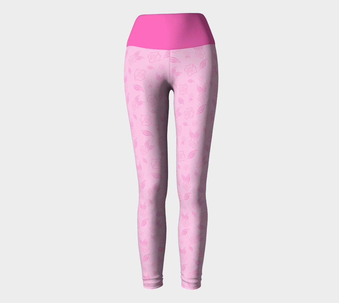 Cartoon Rose Yoga Leggings with Pink Band preview #2