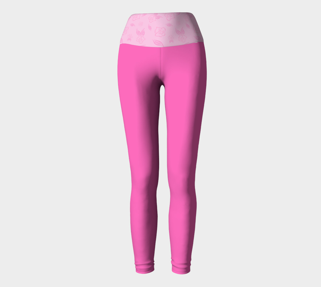 Pink Yoga Leggings with Cartoon Rose Band preview #2