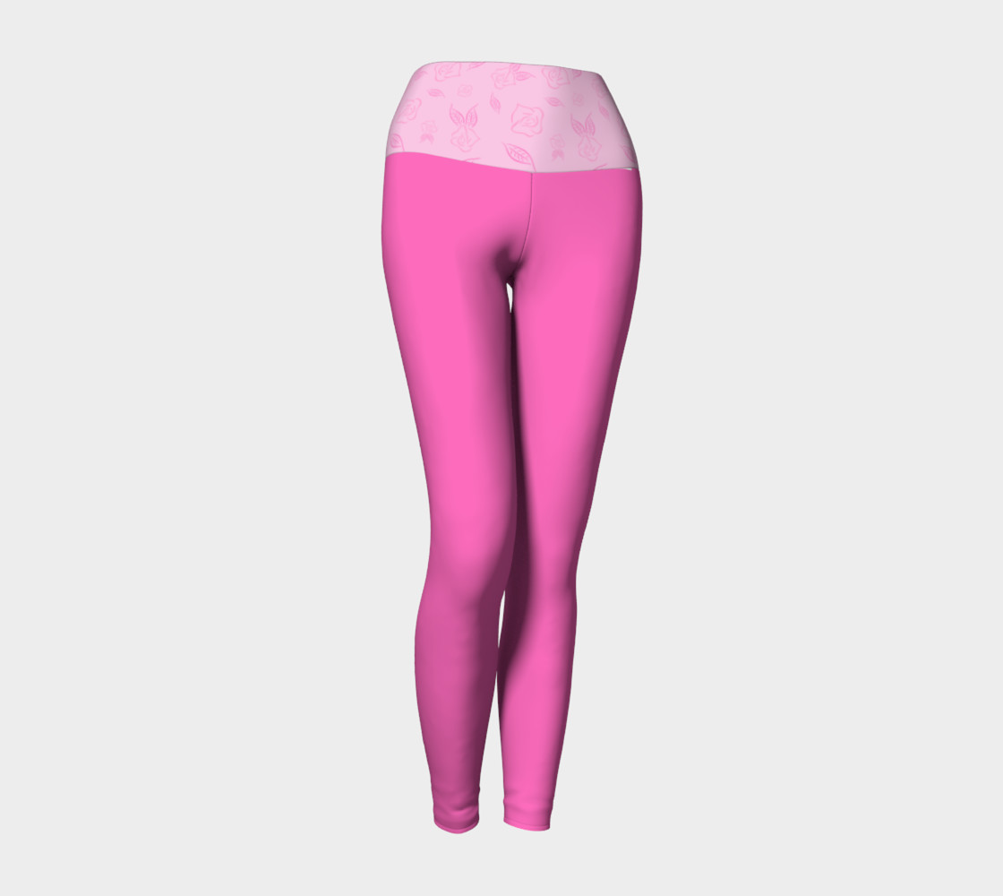Pink Yoga Leggings with Cartoon Rose Band preview #1