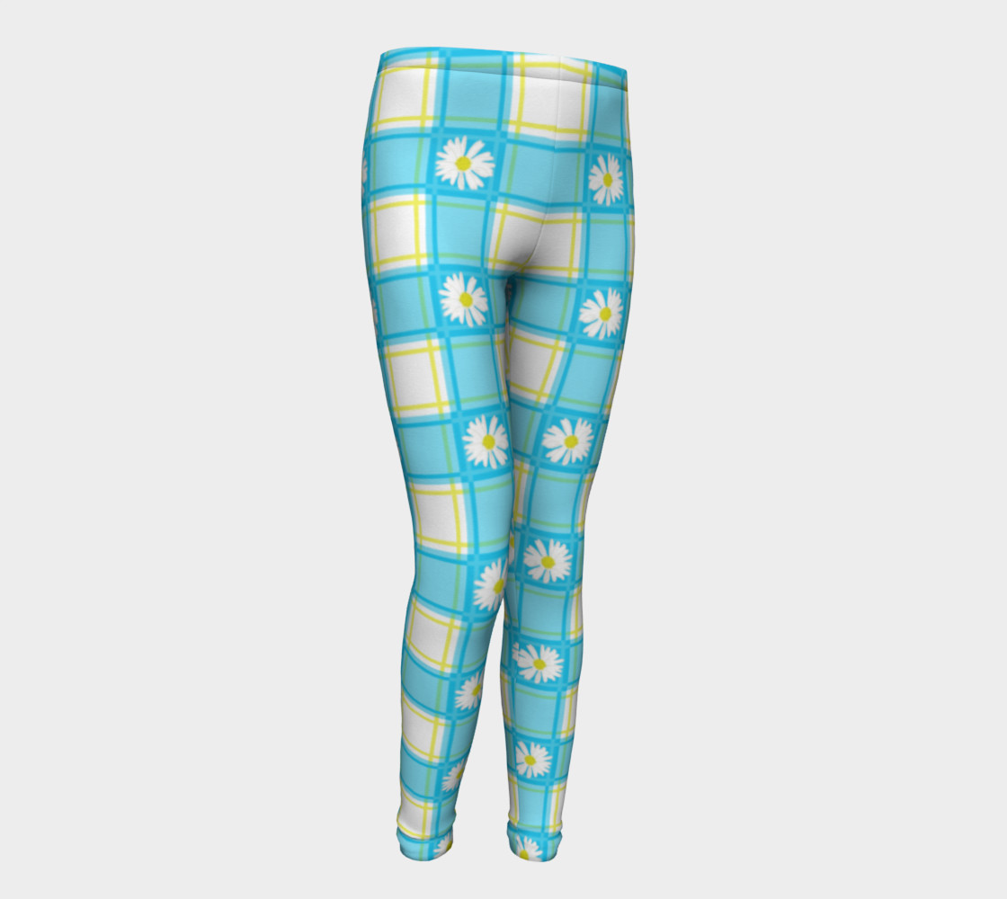 Daisies on Blue Gingham Plaid preview #1