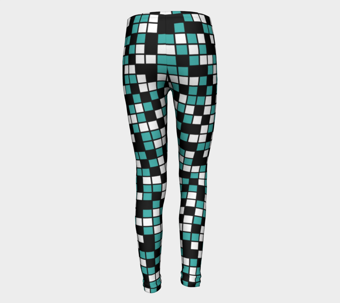 Aperçu de Verdigris, Black, and White Random Mosaic Squares #5