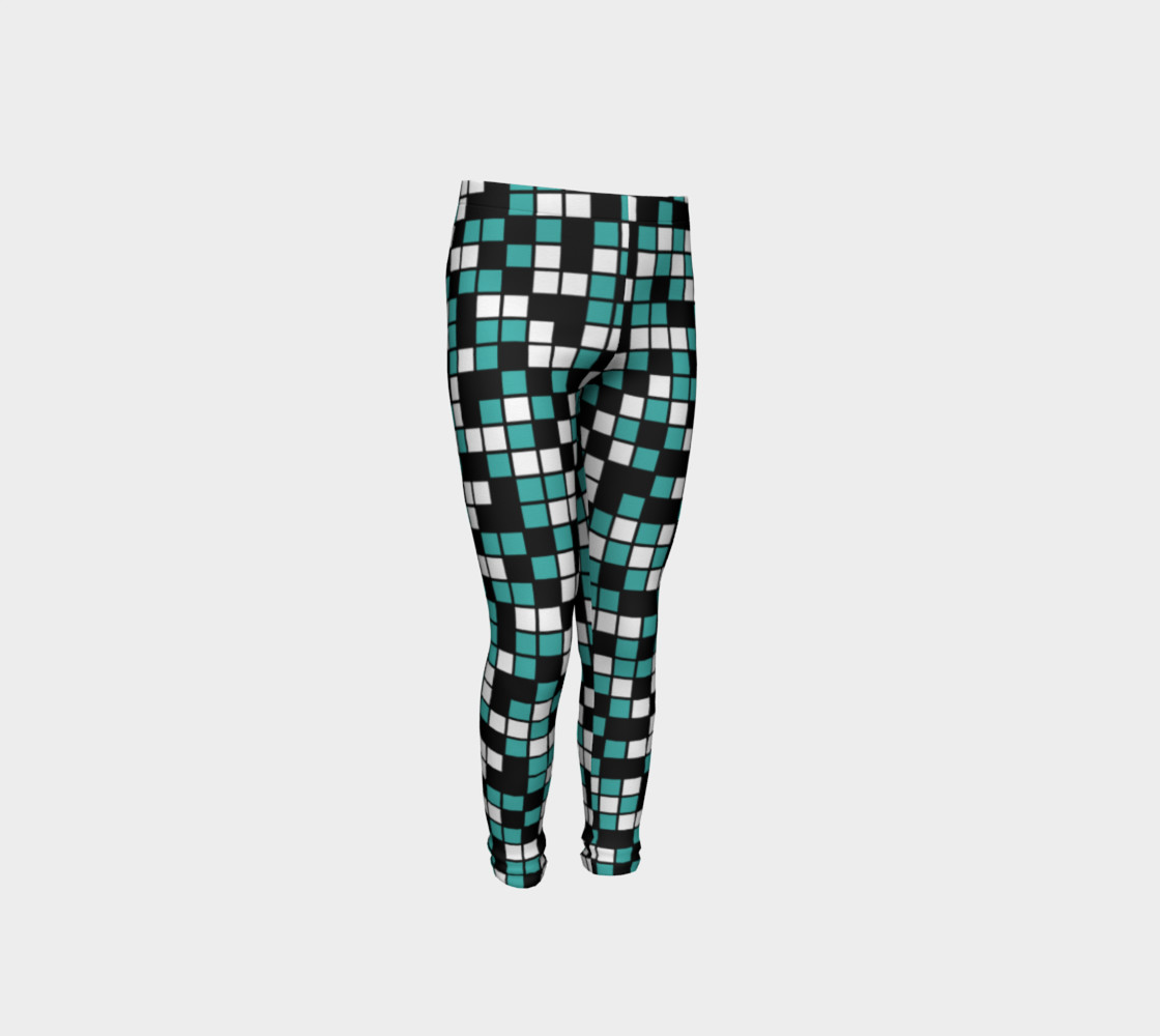 Aperçu de Verdigris, Black, and White Random Mosaic Squares #4