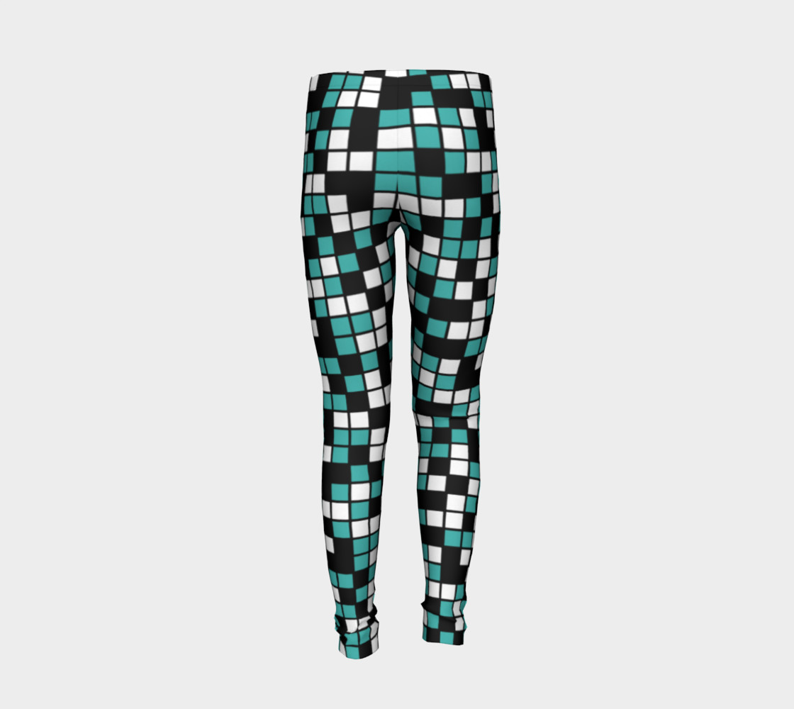 Aperçu de Verdigris, Black, and White Random Mosaic Squares #6