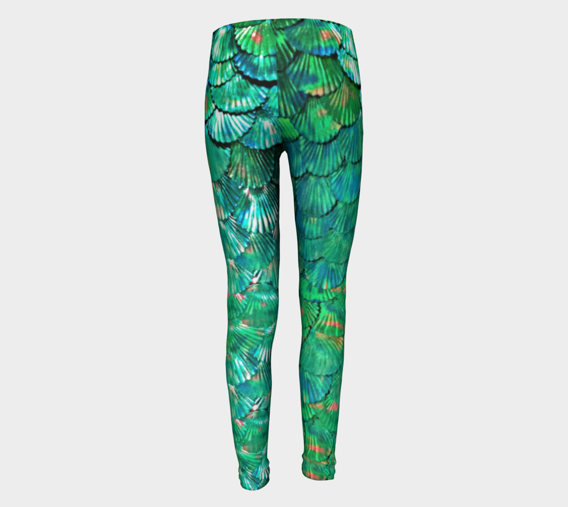 Youth Large-Scale Mermaid Green Leggings preview #5