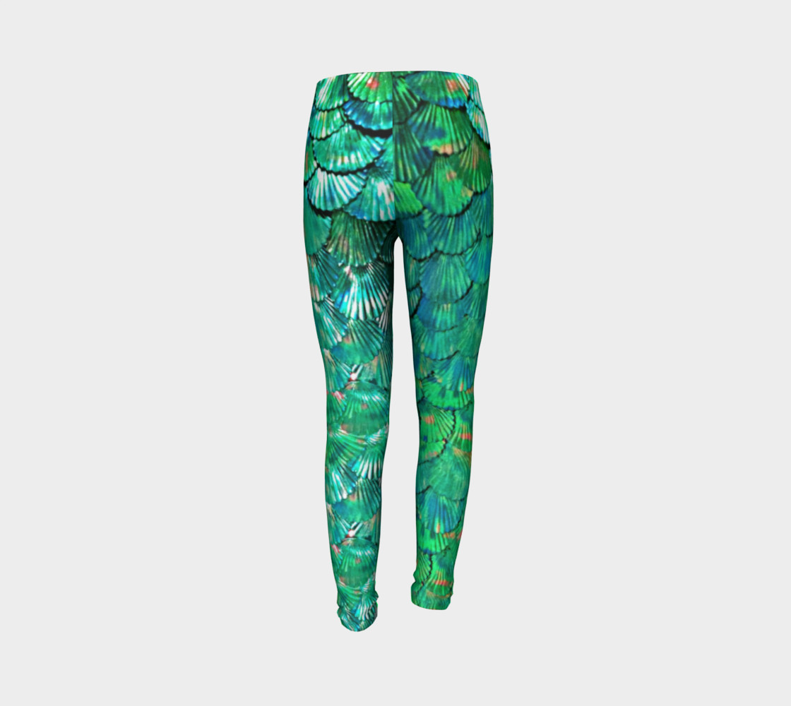 Youth Large-Scale Mermaid Green Leggings preview #7