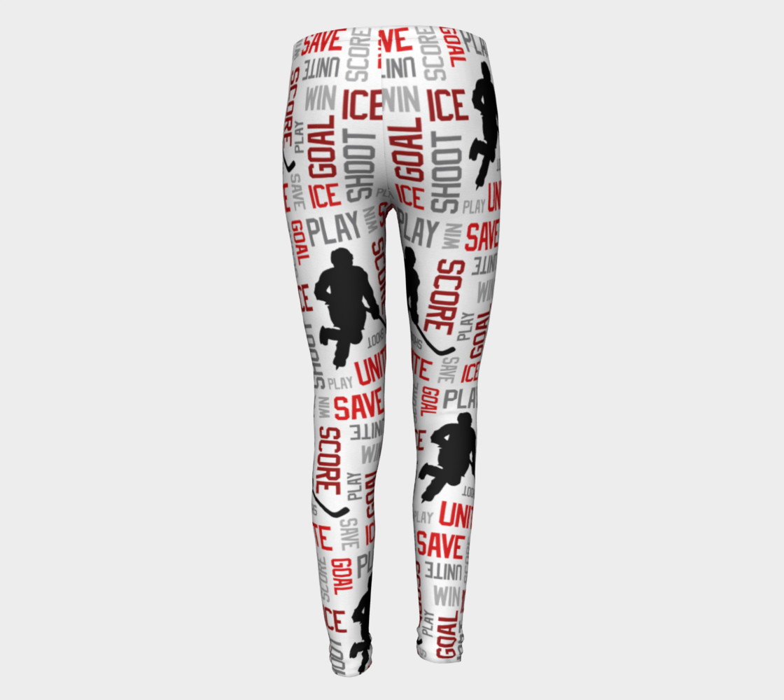 For the Love of Hockey - Red Youth Leggings preview #5