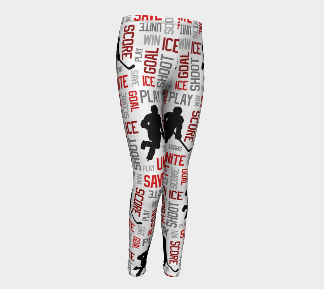 For the Love of Hockey - Red Youth Leggings preview #1
