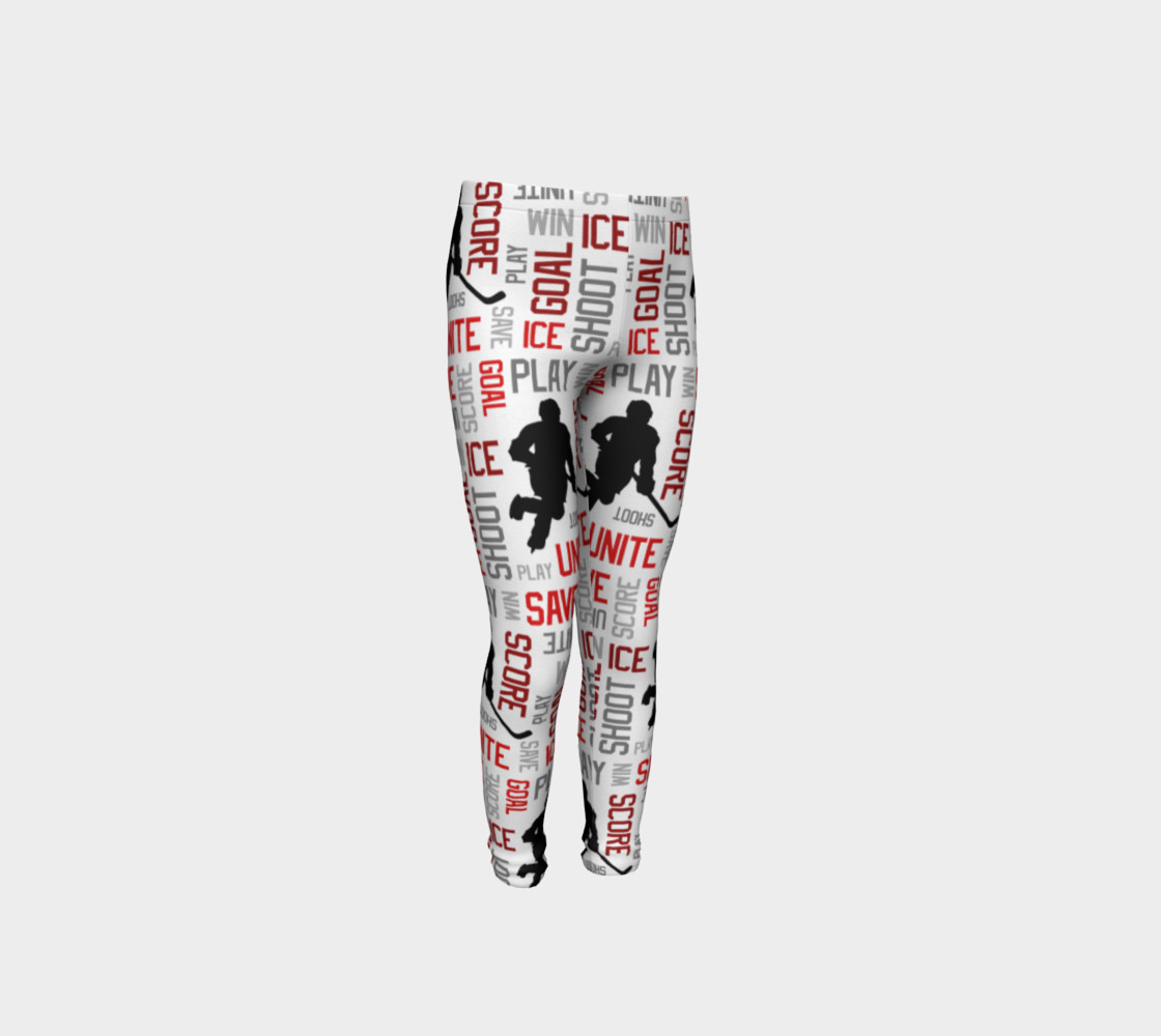 For the Love of Hockey - Red Youth Leggings preview #4
