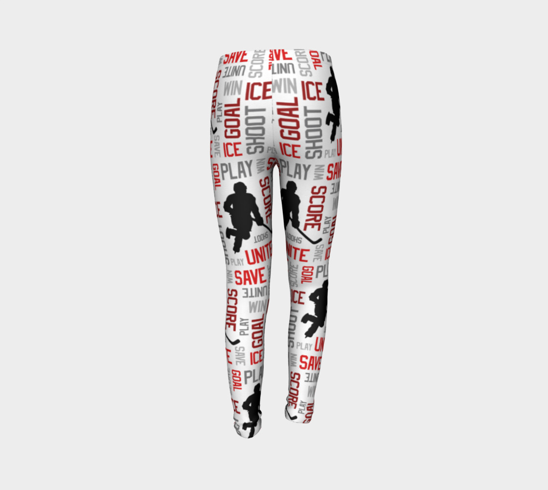 For the Love of Hockey - Red Youth Leggings preview #7