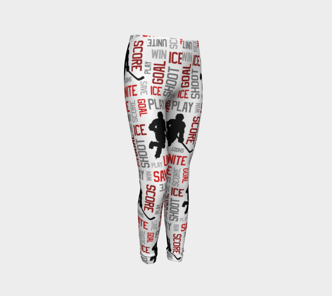 For the Love of Hockey - Red Youth Leggings preview #3