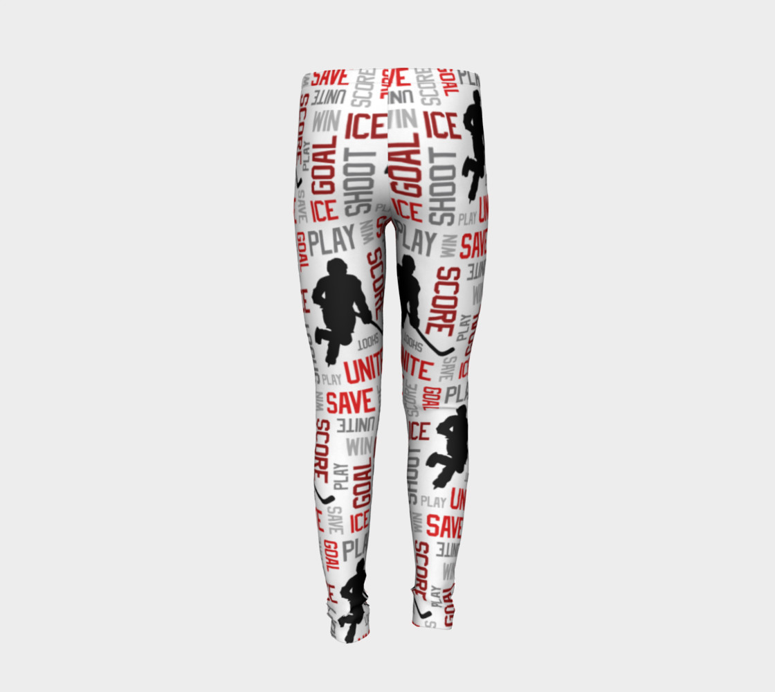For the Love of Hockey - Red Youth Leggings preview #6