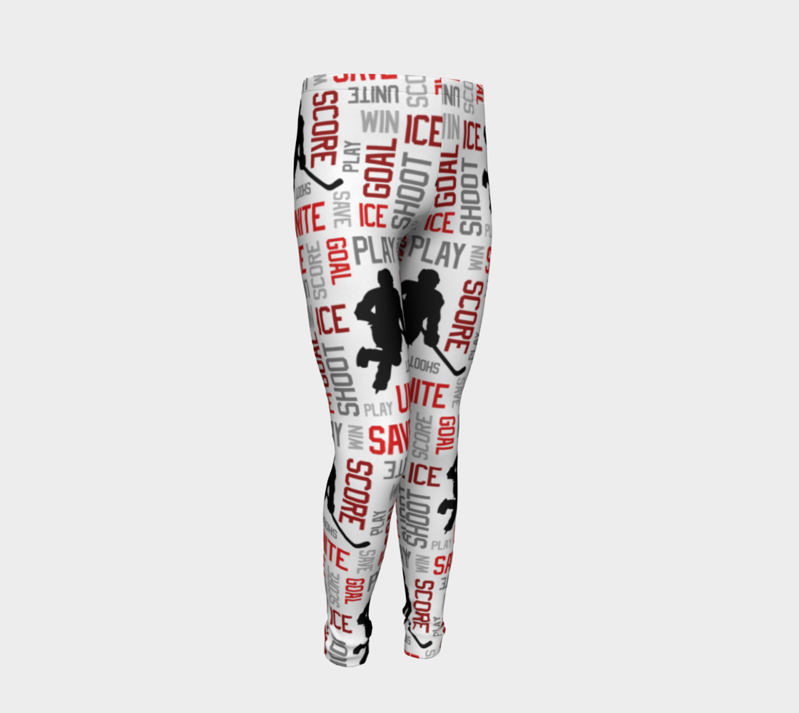 For the Love of Hockey - Red Youth Leggings preview #2