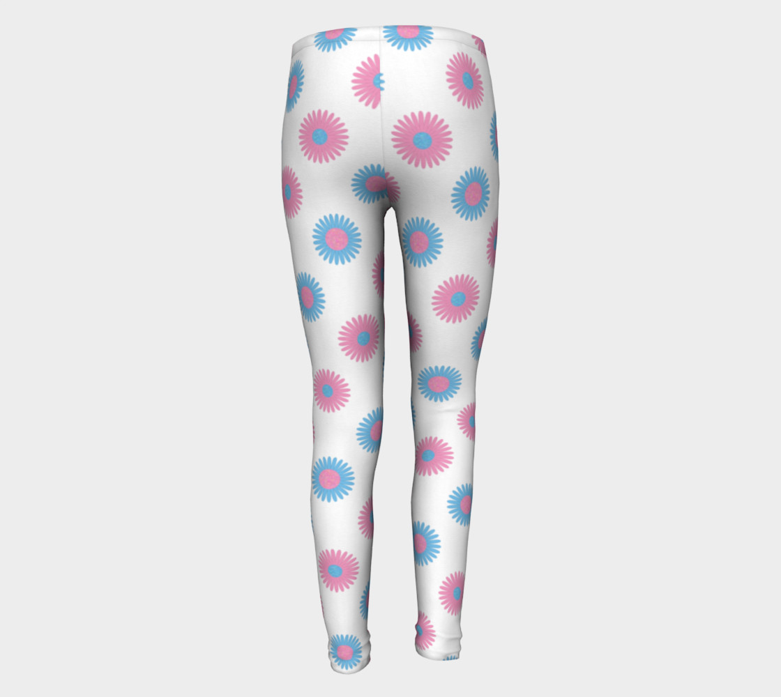 Pink and Blue Flowers Trans Pride Youth Tights (White) thumbnail #6