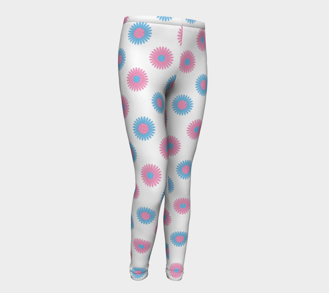 Pink and Blue Flowers Trans Pride Youth Tights (White) thumbnail #2