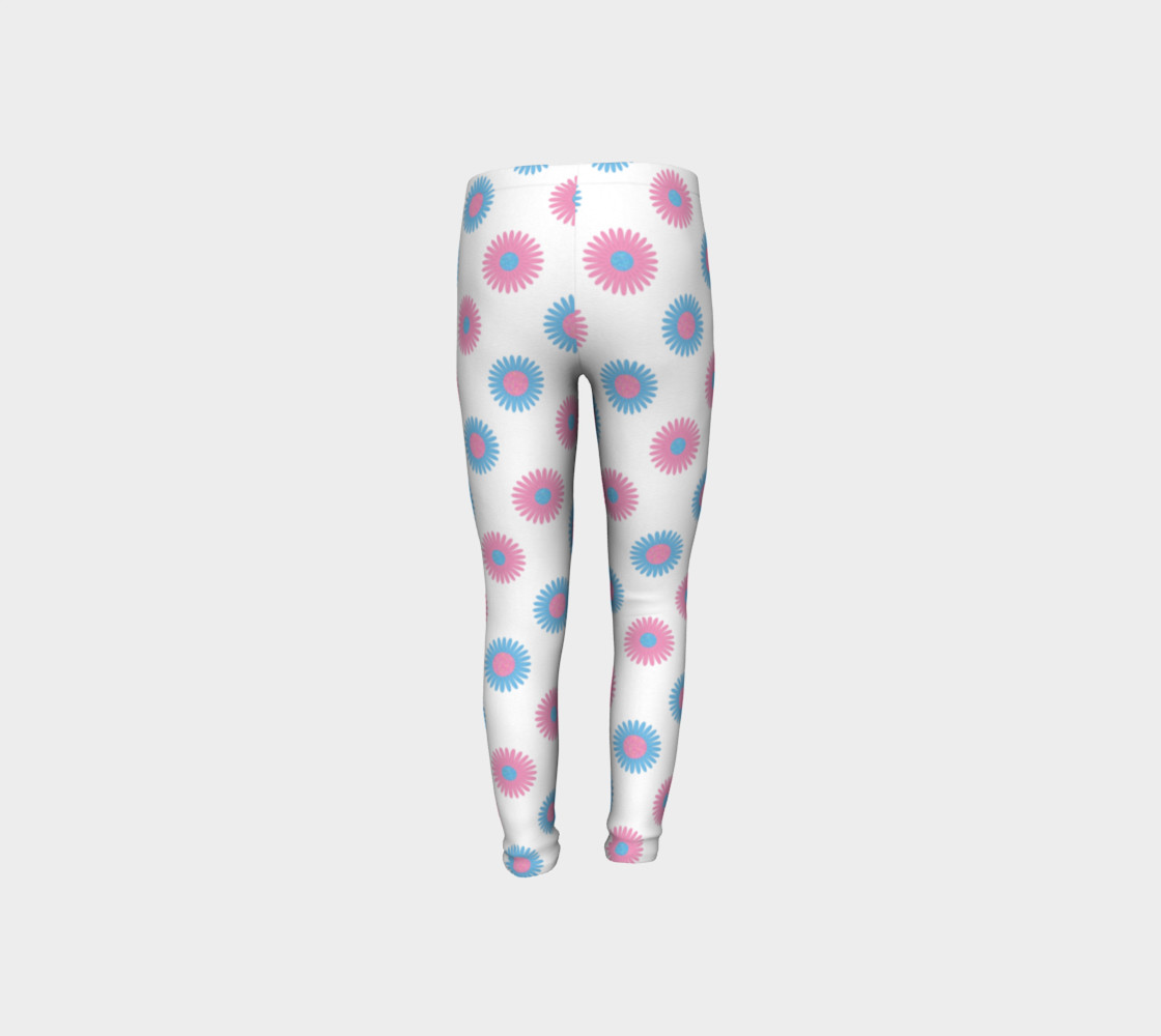 Pink and Blue Flowers Trans Pride Youth Tights (White) preview #8