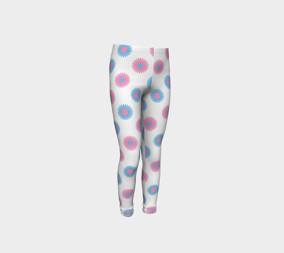 Pink and Blue Flowers Trans Pride Youth Tights (White) preview #4