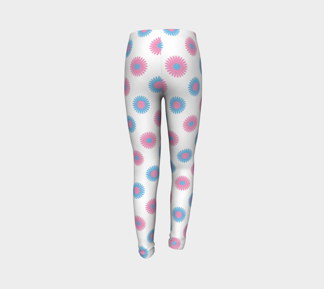 Pink and Blue Flowers Trans Pride Youth Tights (White) thumbnail #8