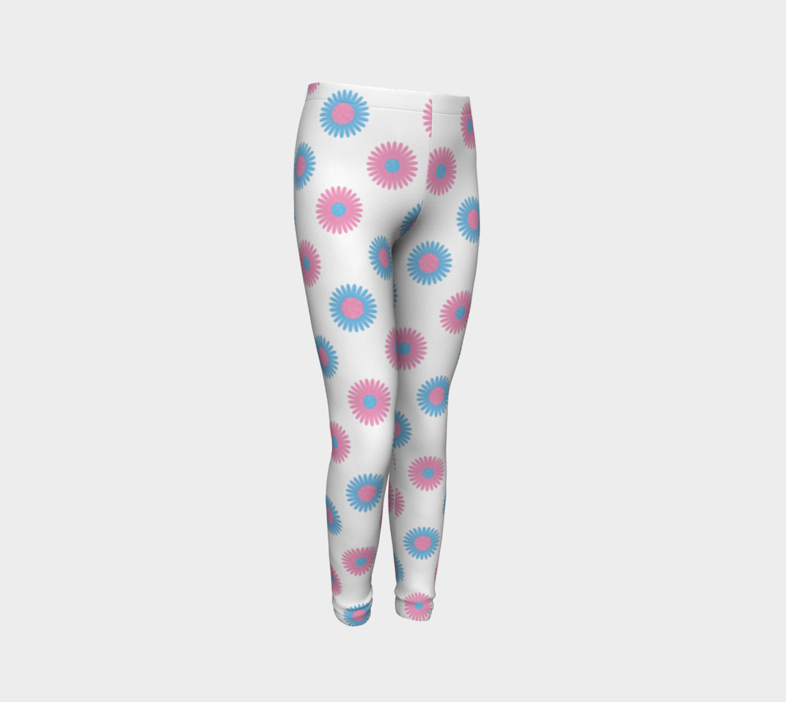 Pink and Blue Flowers Trans Pride Youth Tights (White) thumbnail #4