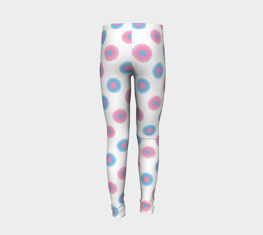 Pink and Blue Flowers Trans Pride Youth Tights (White) thumbnail #7