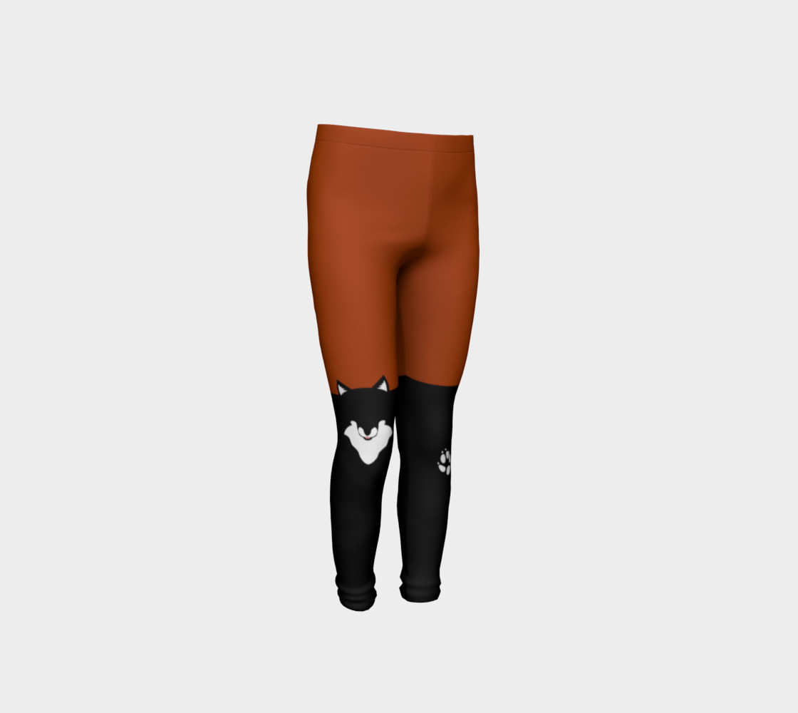 Colour Block Fox Youth Leggings - Orange preview #4