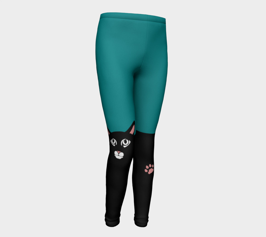 Colour Block Wild Cat Youth Leggings - Aqua preview #1