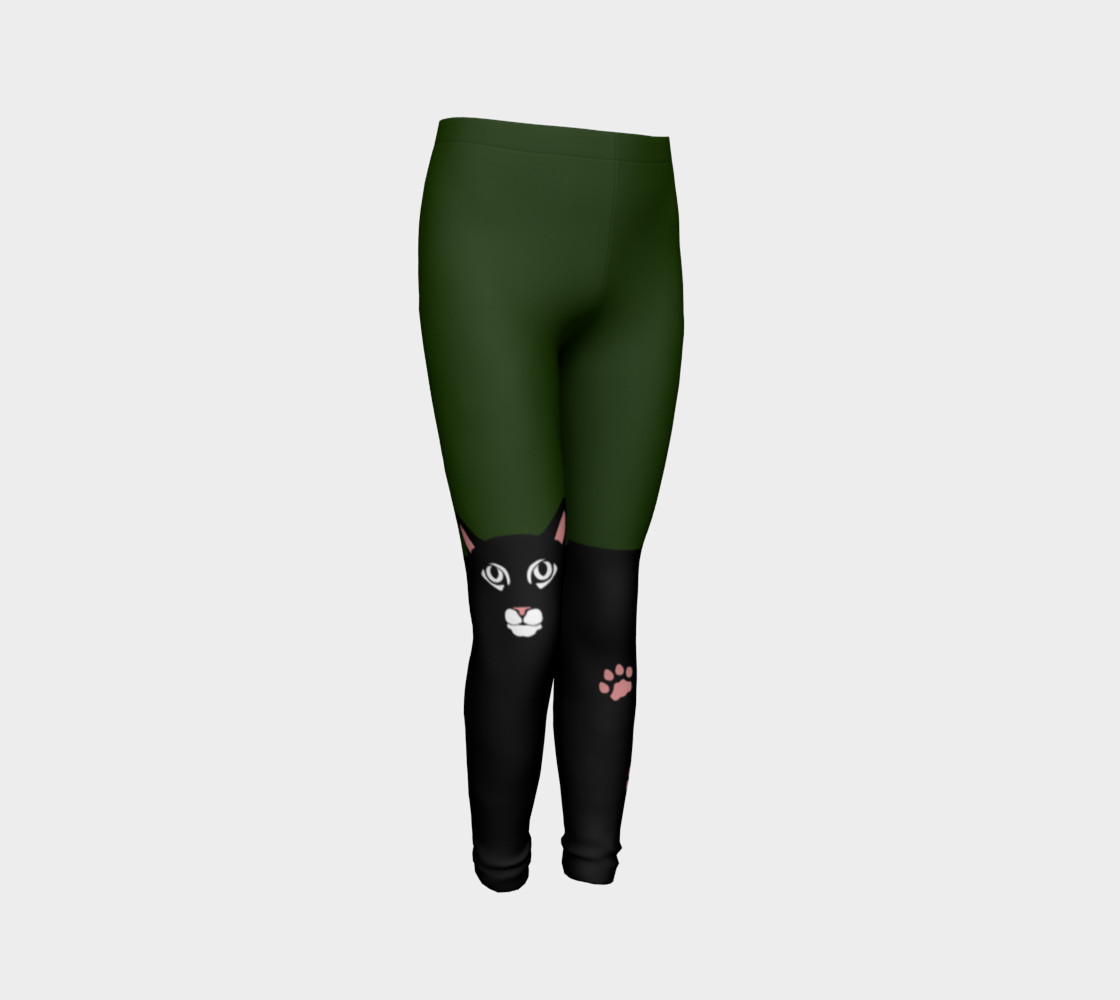 Colour Block Wild Cat Youth Leggings - Green preview #3