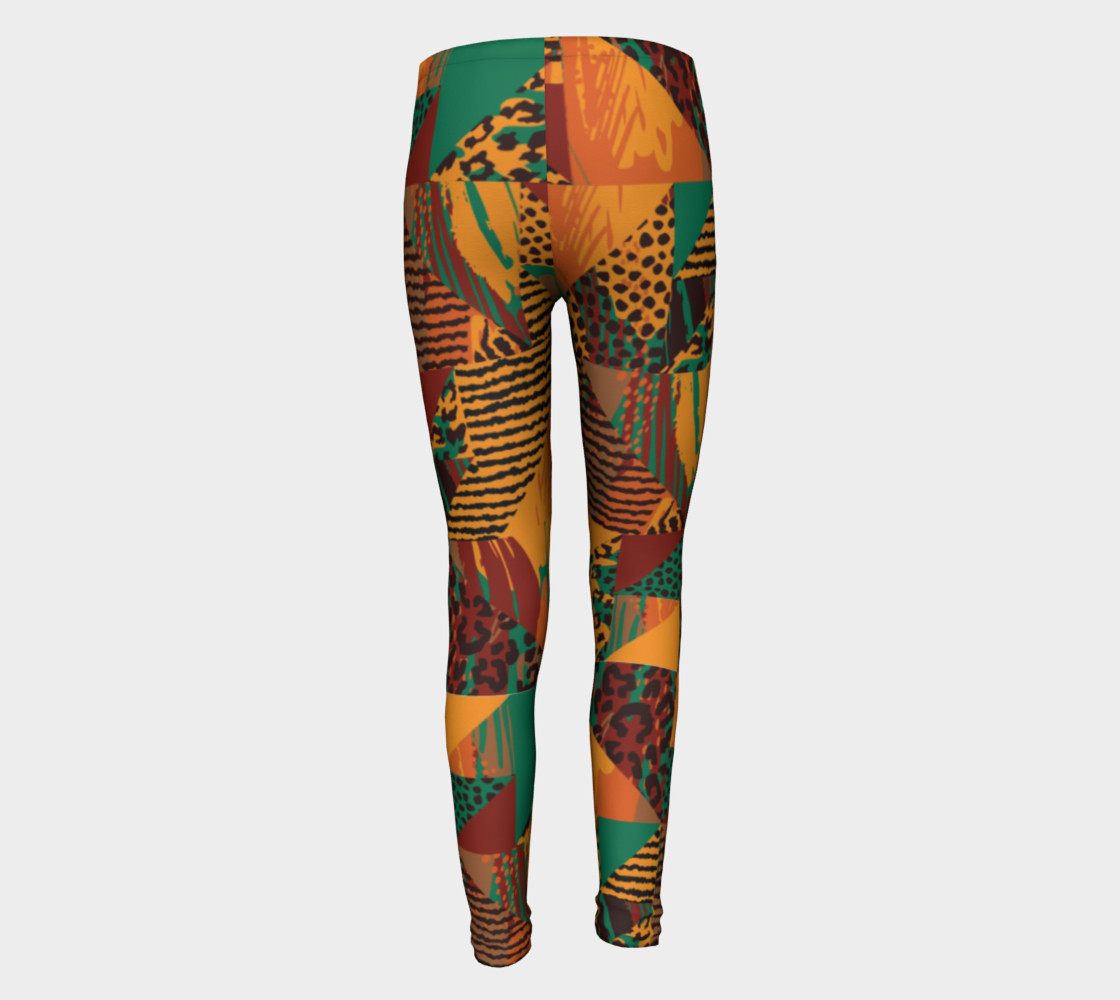 Abstract Safari Print Youth Leggings preview #5