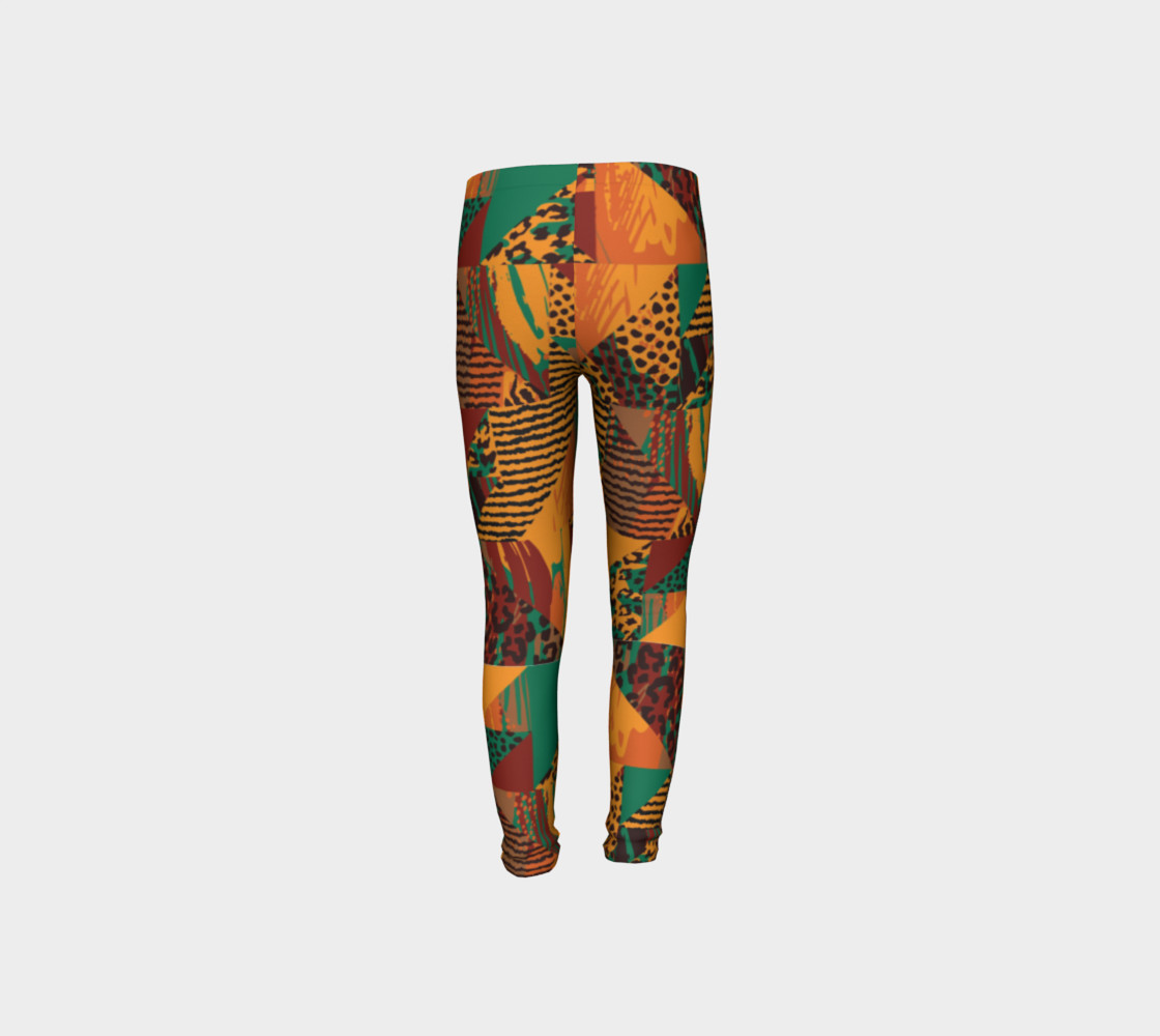 Abstract Safari Print Youth Leggings preview #8