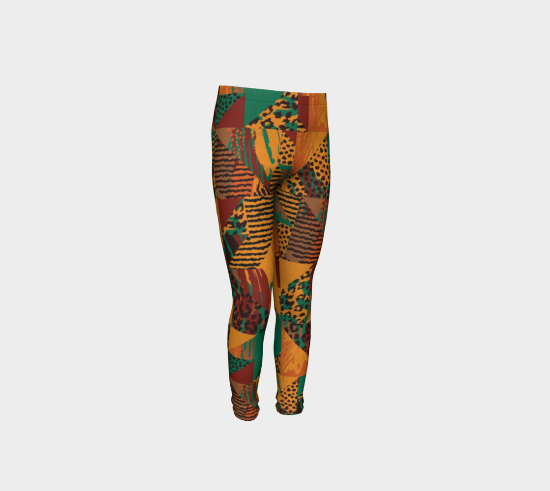 Abstract Safari Print Youth Leggings preview #4