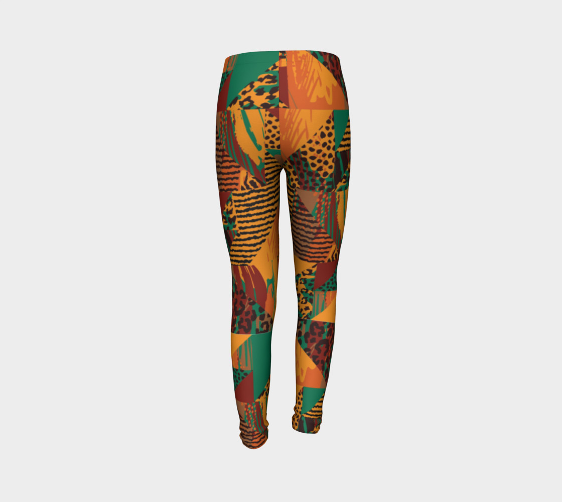 Abstract Safari Print Youth Leggings preview #7