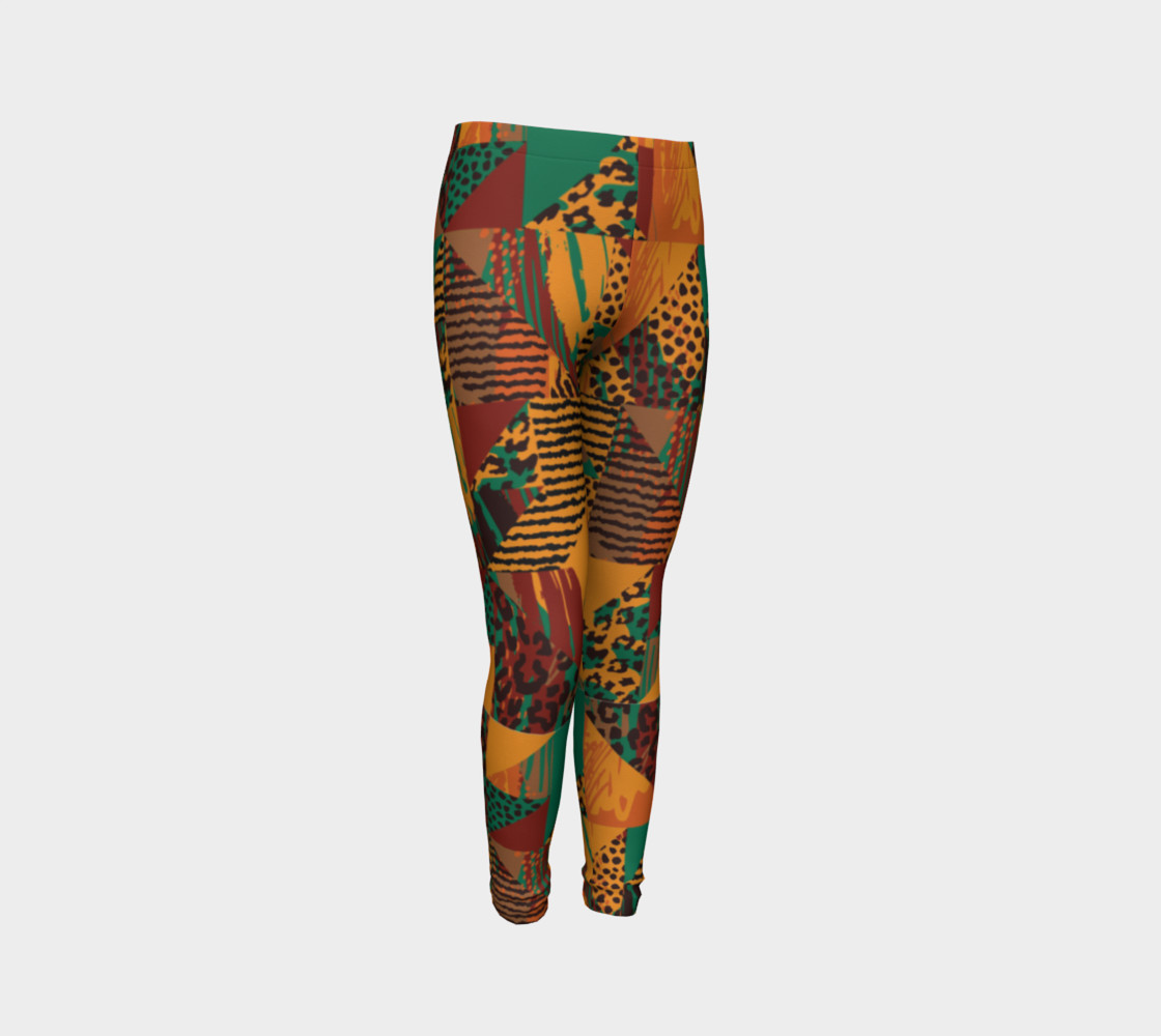 Abstract Safari Print Youth Leggings preview #3