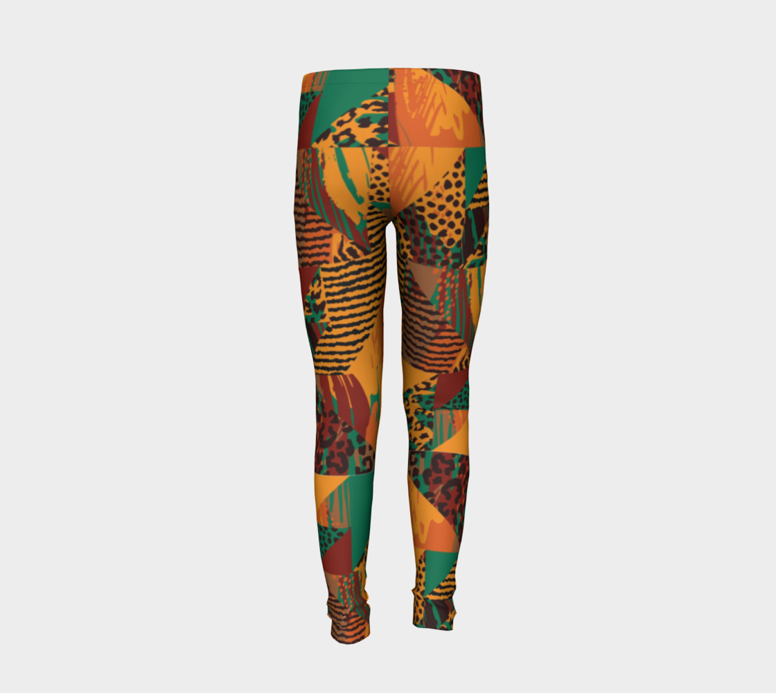 Abstract Safari Print Youth Leggings preview #6