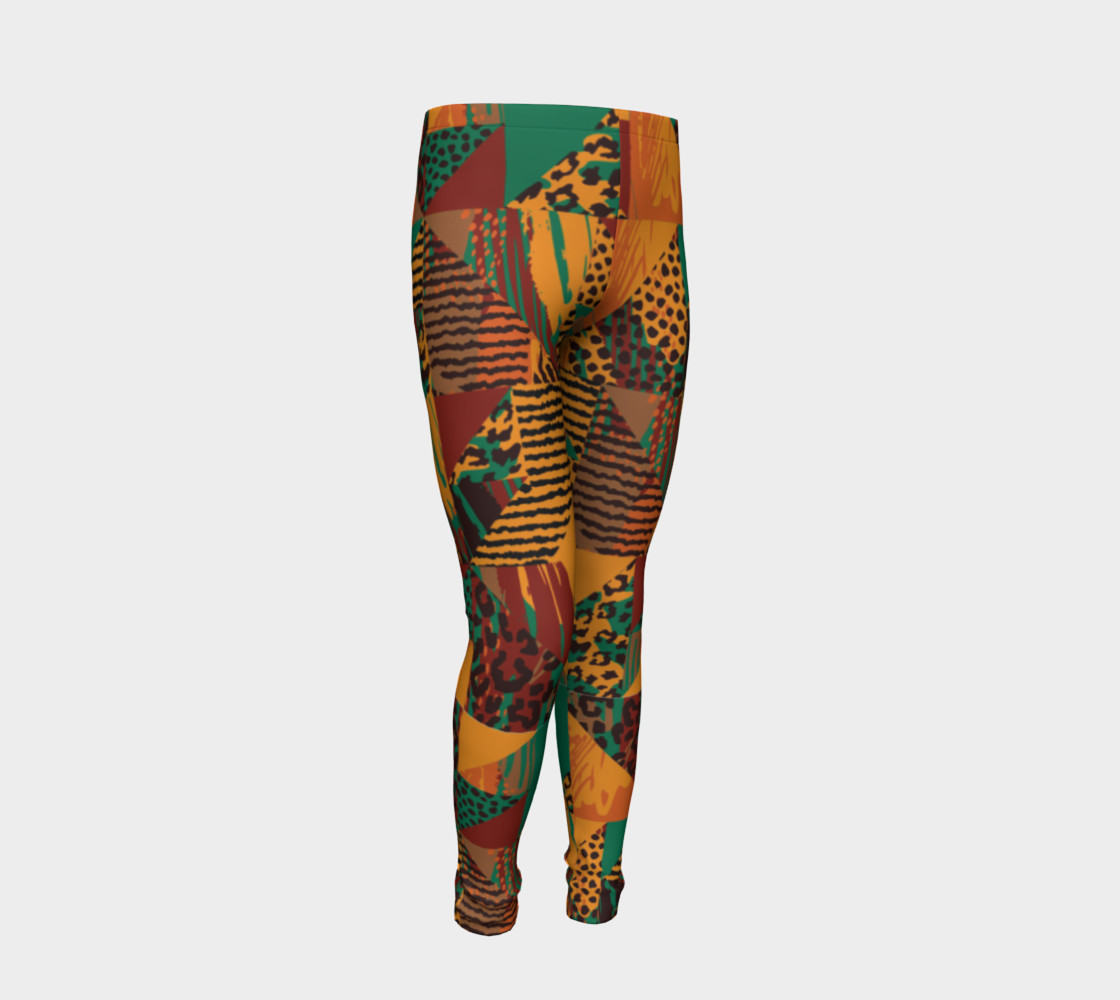 Abstract Safari Print Youth Leggings preview #2