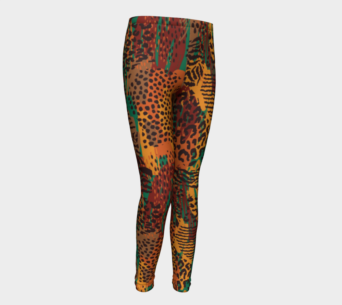 Safari Animal Print Mashup Youth Leggings preview #1