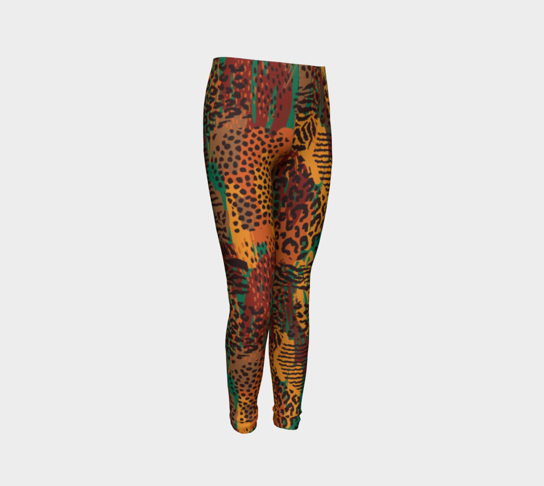 Safari Animal Print Mashup Youth Leggings preview #3
