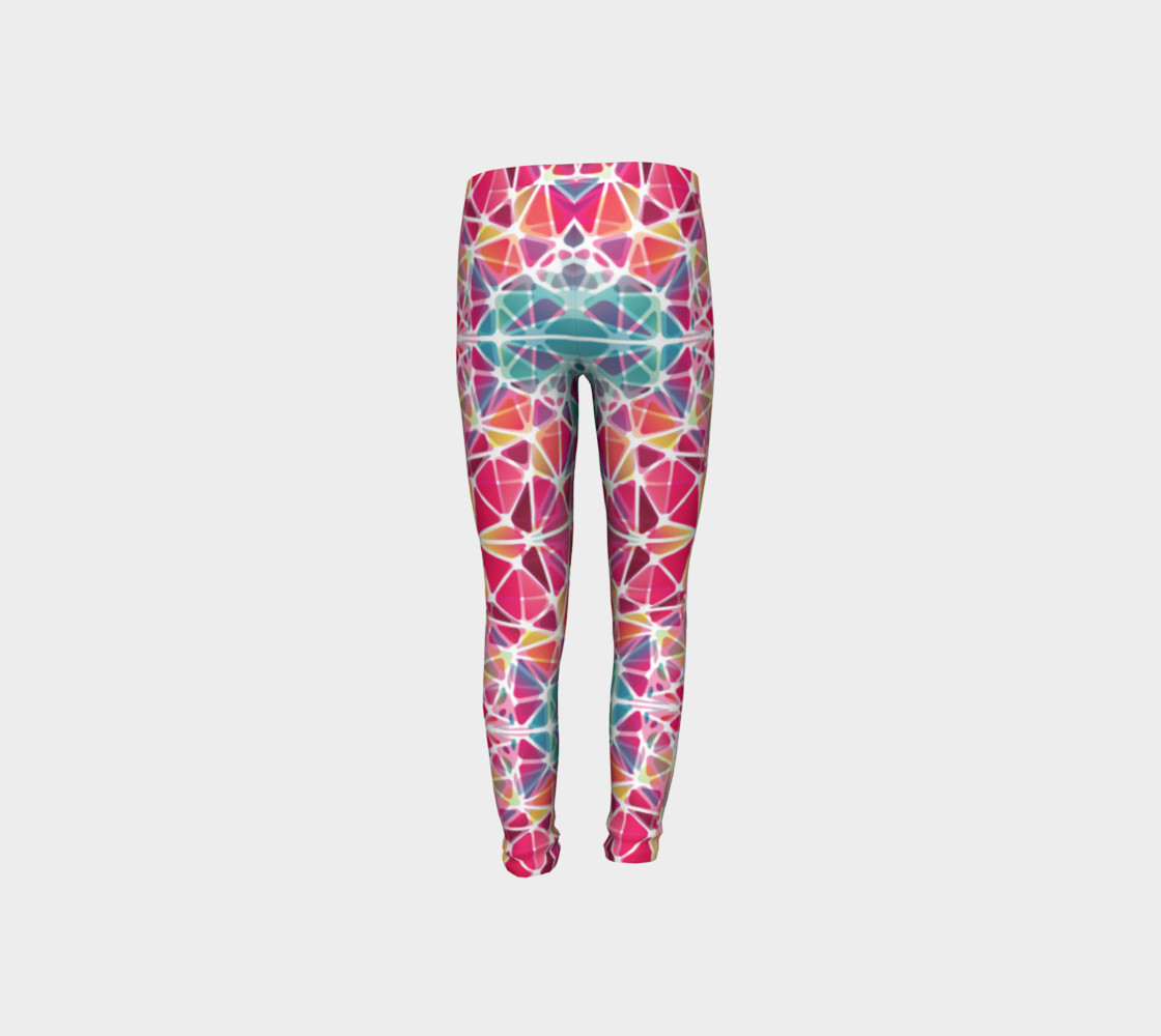 Pink and Blue Kaleidoscope Youth Leggings preview #8
