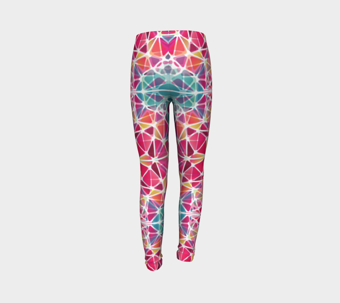 Pink and Blue Kaleidoscope Youth Leggings preview #7