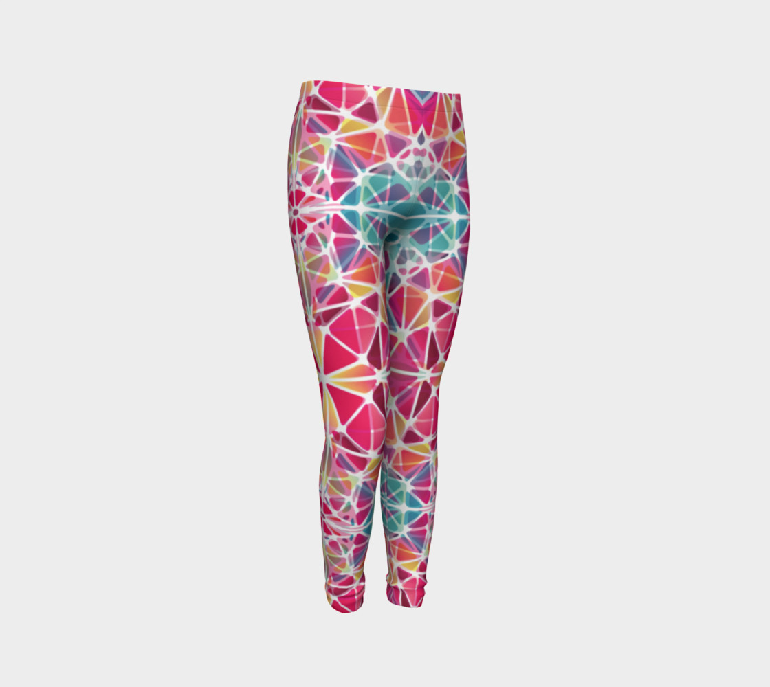Pink and Blue Kaleidoscope Youth Leggings preview #3