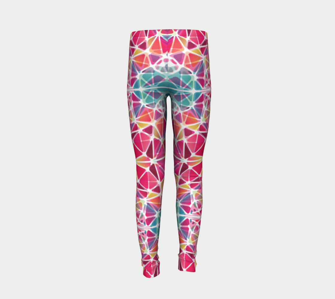 Pink and Blue Kaleidoscope Youth Leggings preview #6