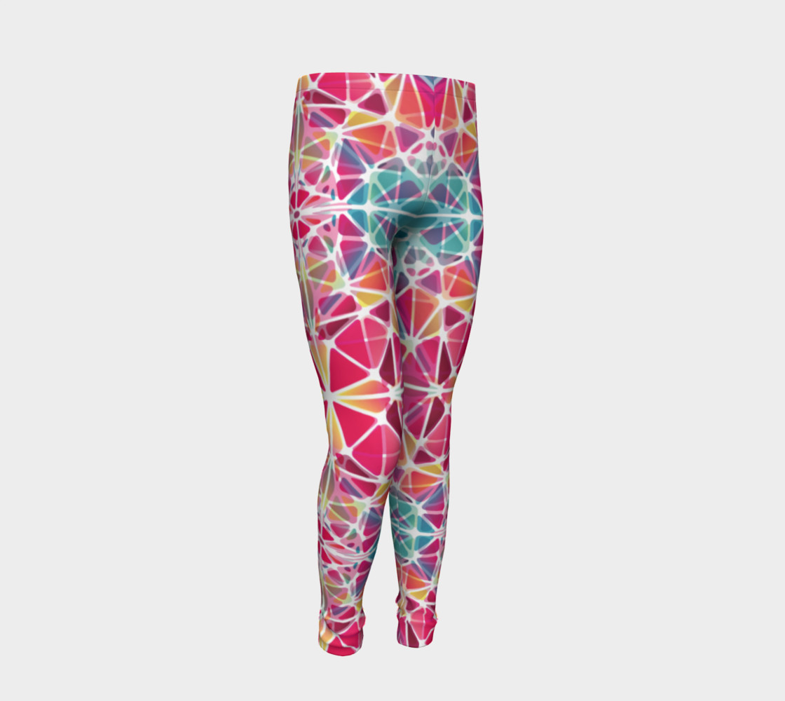 Pink and Blue Kaleidoscope Youth Leggings preview #2