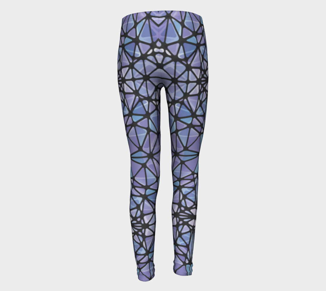 Purple and Blue Kaleidoscope Youth Leggings preview #5