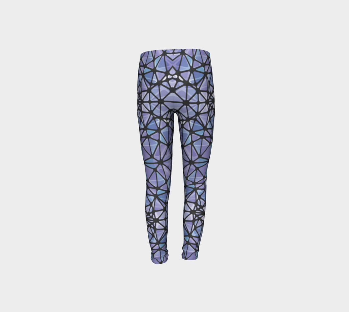 Purple and Blue Kaleidoscope Youth Leggings preview #8