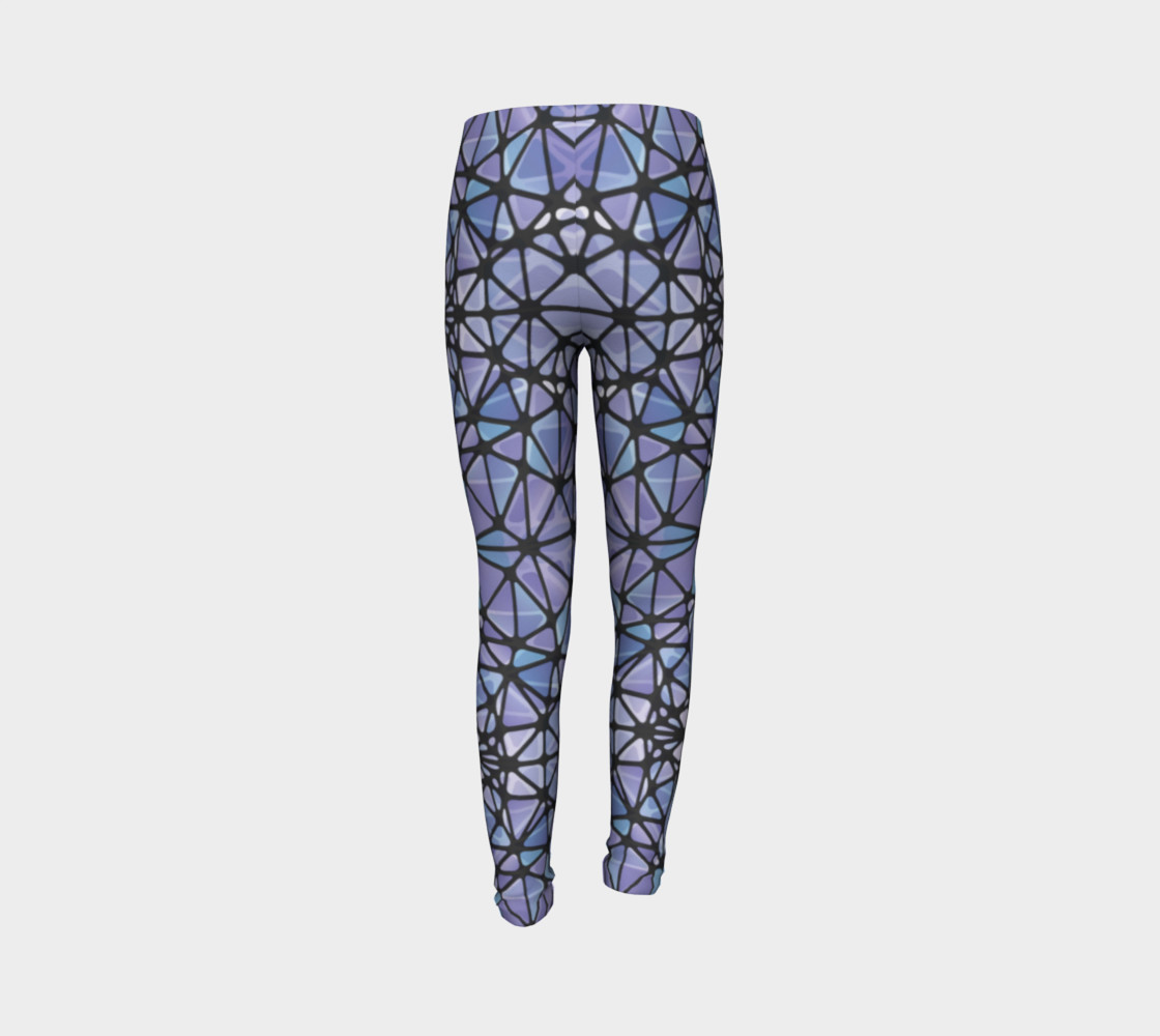 Purple and Blue Kaleidoscope Youth Leggings preview #7
