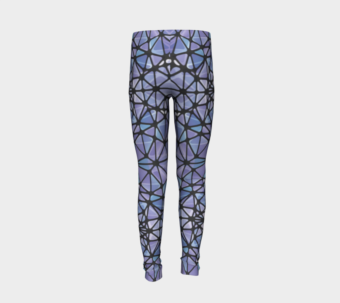 Purple and Blue Kaleidoscope Youth Leggings preview #6