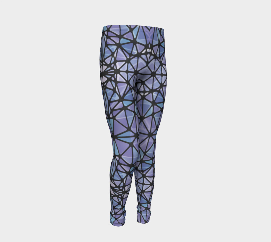 Purple and Blue Kaleidoscope Youth Leggings preview #2