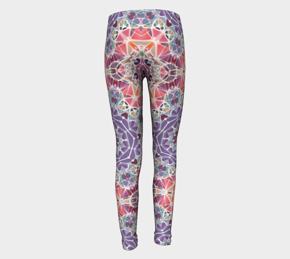 Purple and Pink Kaleidoscope Youth Leggings preview #5