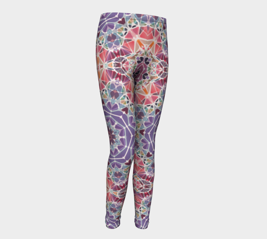 Purple and Pink Kaleidoscope Youth Leggings preview #1